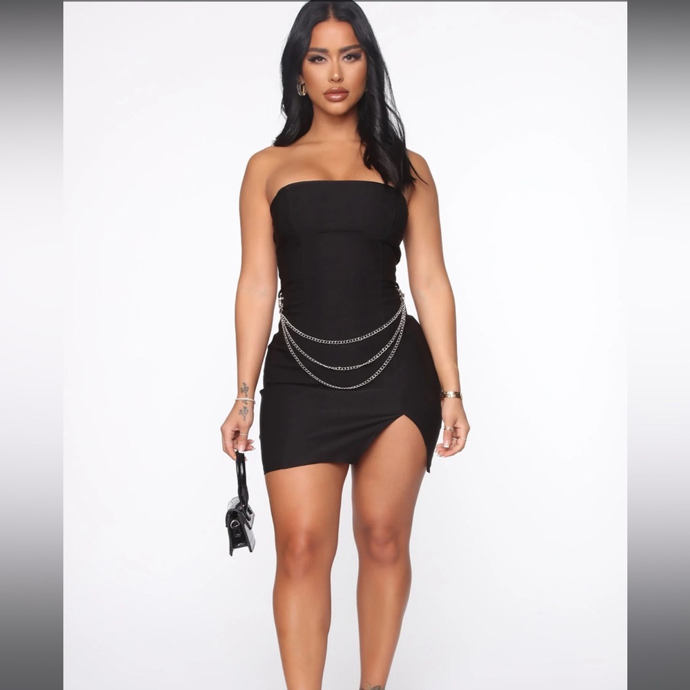Fashion Novie Chains and Whips Mini Dress in Black